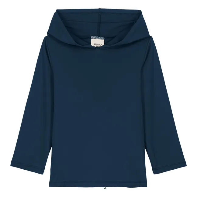 Anti-UV hooded T-shirt  | Navy blue