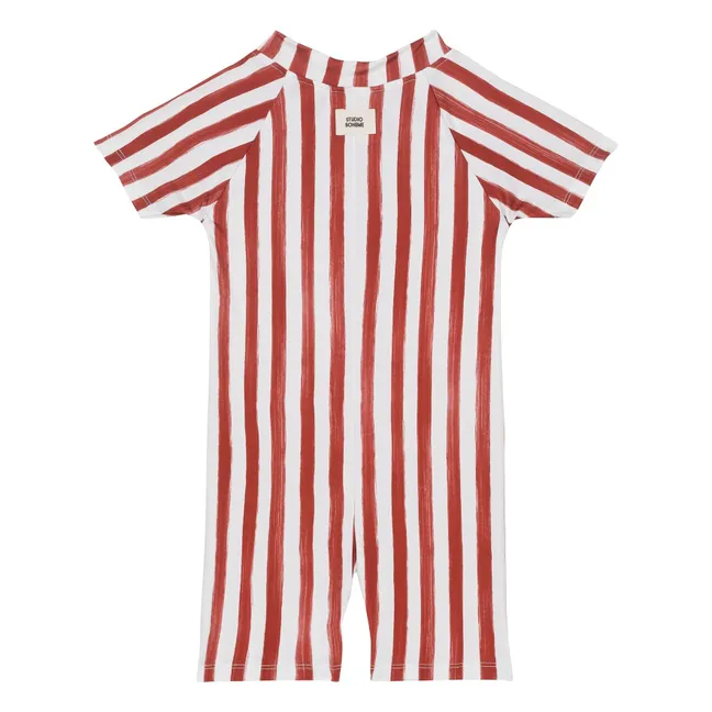 Combishort de Bain Rayé Anti-UV | Rouge