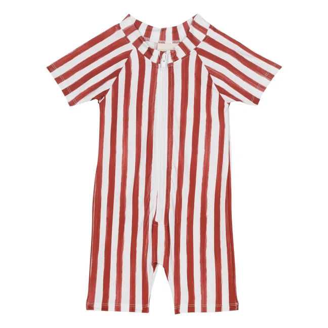 Combishort de Bain Rayé Anti-UV | Rouge