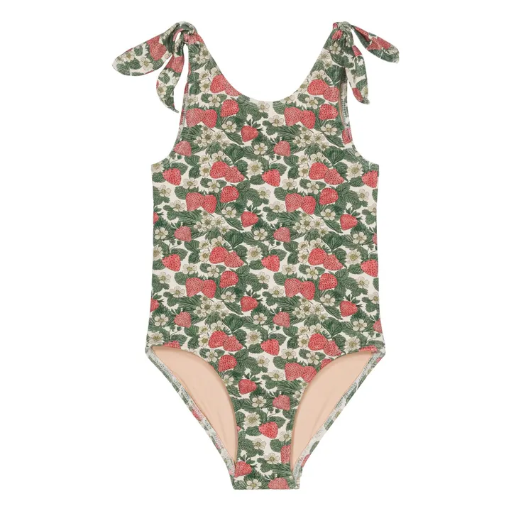 Maillot de Bain Fraises Coton Bio | Vert- Image produit n°0