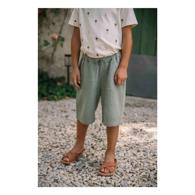 Bermuda Gaze de Coton | Vert de gris