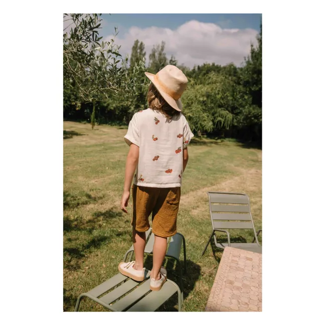 Cotton Gauze Bermuda Shorts | Brown