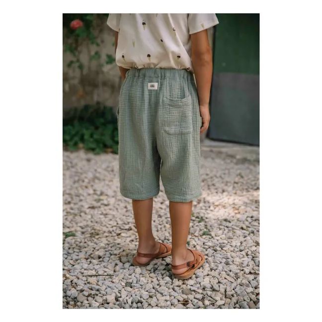 Bermuda Gaze de Coton | Vert de gris