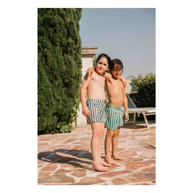Short de Bain Rayé Coton Bio | Vert
