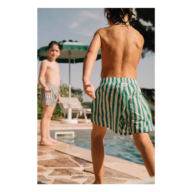 Short de Bain Rayé Coton Bio | Vert
