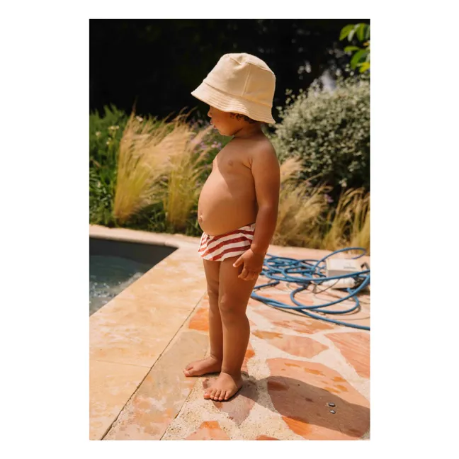 Culotte de Bain Rayée Coton Bio | Rouge