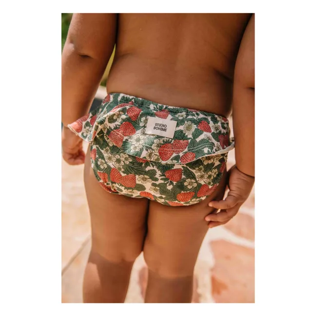 Slip da bagno in cotone biologico alla fragola | Verde