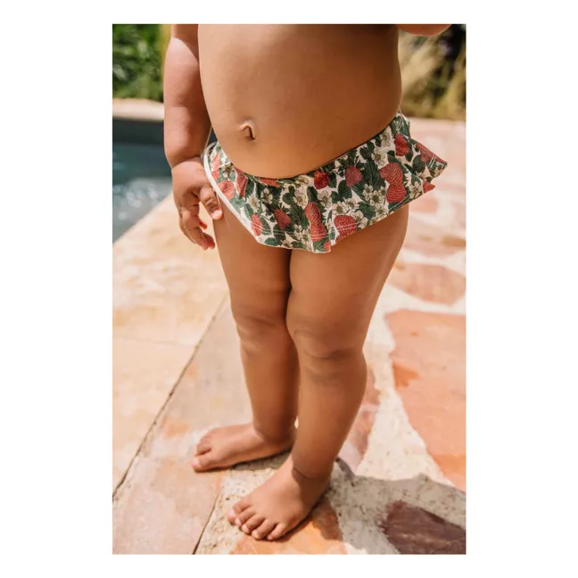 Slip da bagno in cotone biologico alla fragola | Verde