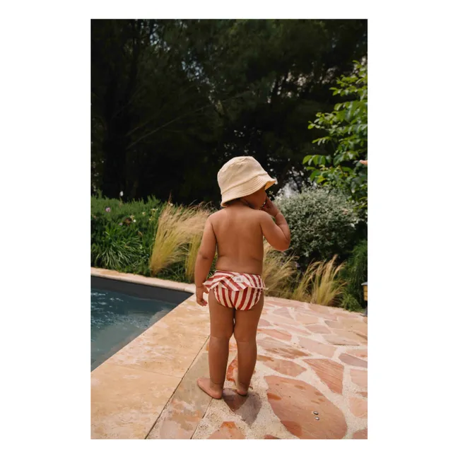 Culotte de Bain Rayée Coton Bio | Rouge