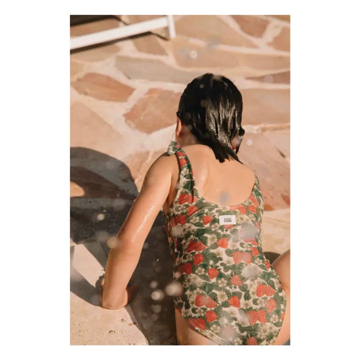 Maillot de Bain Fraises Coton Bio | Vert- Image produit n°2