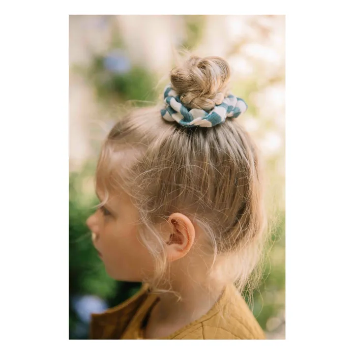 Chouchou Rayé Gaze de Coton | Bleu- Image produit n°1