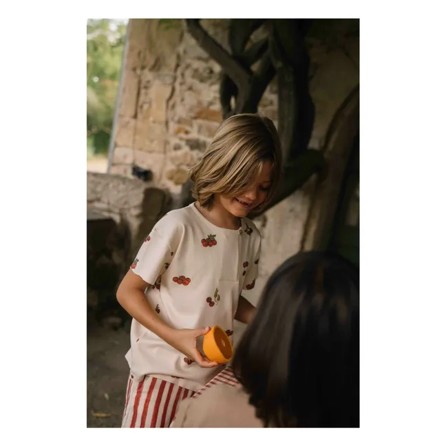 T-shirt Orso in cotone biologico e pomodoro | Ecru