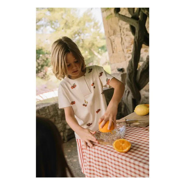 T-shirt Orso in cotone biologico e pomodoro | Ecru