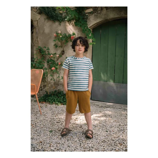 T-shirt a righe in cotone biologico | Blu