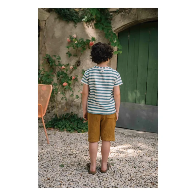 T-shirt a righe in cotone biologico | Blu