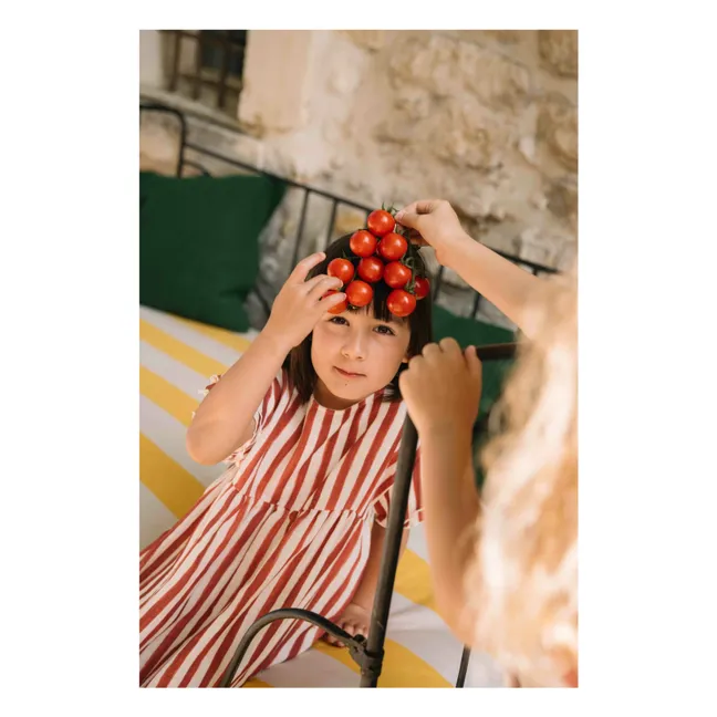 Vestido de rayas de gasa de algodón | Rojo