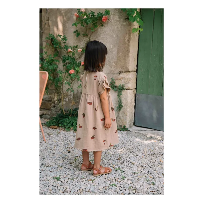 Abito in cotone garzato color pomodoro | Rosa antico
