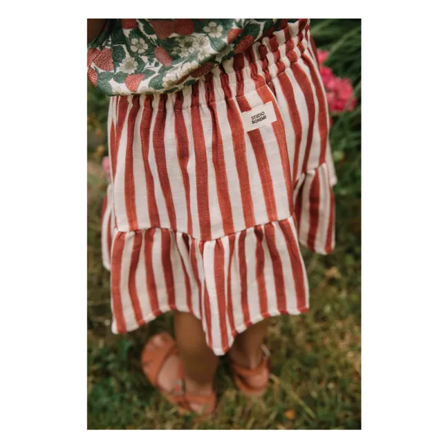 Gonna in garza di cotone a righe | Rosso