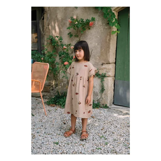 Abito in cotone garzato color pomodoro | Rosa antico