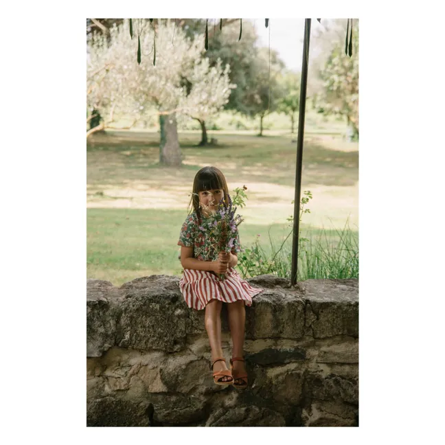 Gonna in garza di cotone a righe | Rosso