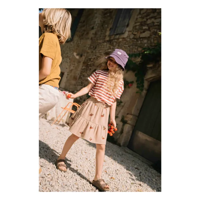 Gonna in cotone garzato color pomodoro | Rosa antico