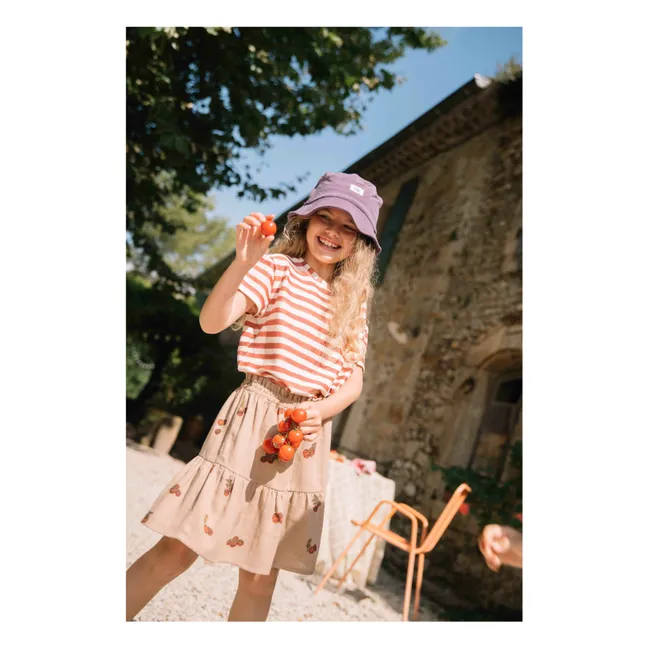Gonna in cotone garzato color pomodoro | Rosa antico