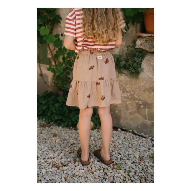 Gonna in cotone garzato color pomodoro | Rosa antico