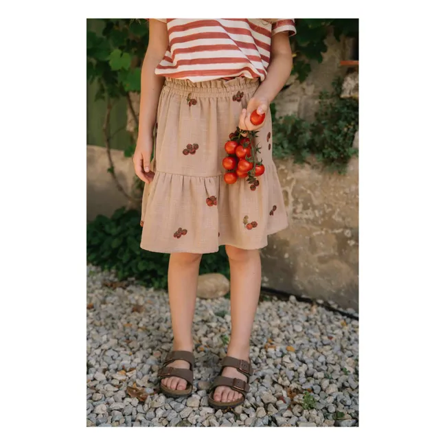 Gonna in cotone garzato color pomodoro | Rosa antico