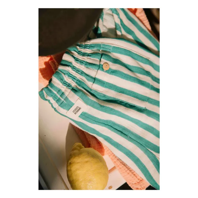 Short Rayé Gaze de Coton | Vert