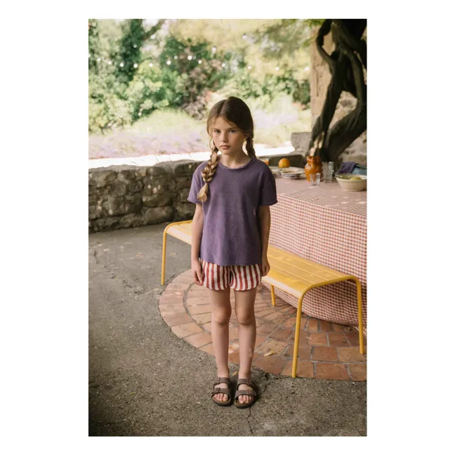 Short Rayé Gaze de Coton | Rouge