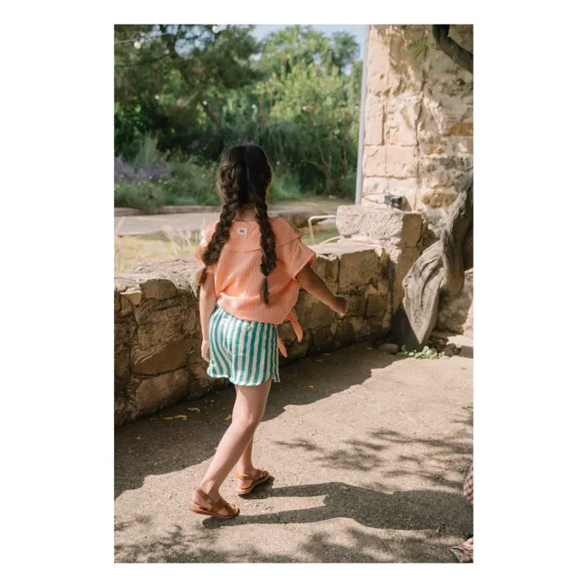 Short Rayé Gaze de Coton | Vert