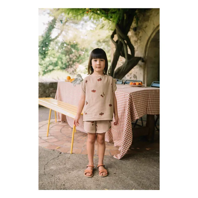 Pantaloncini in cotone garzato al pomodoro | Rosa antico