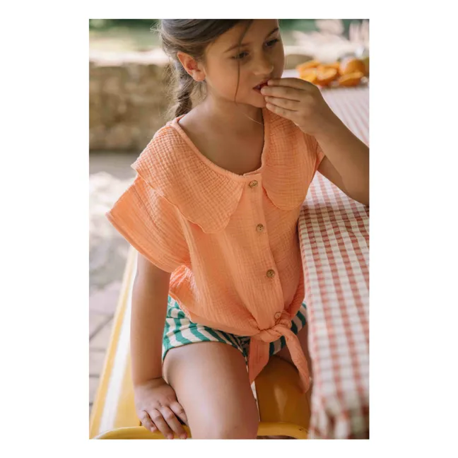 Blouse Col Claudine Gaze de Coton | Rose