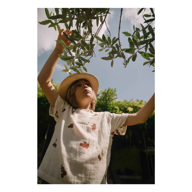 T-shirt Tomates Gaze de Coton | Ecru