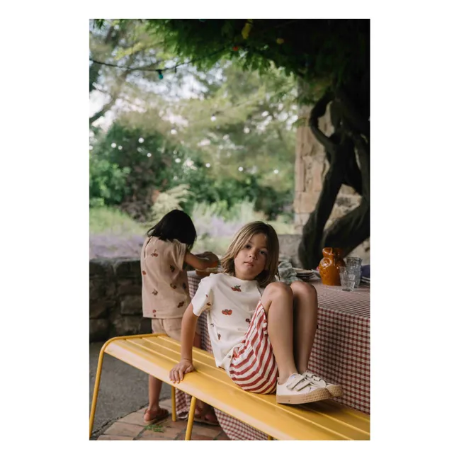 Bermuda a righe in cotone garzato | Rosso
