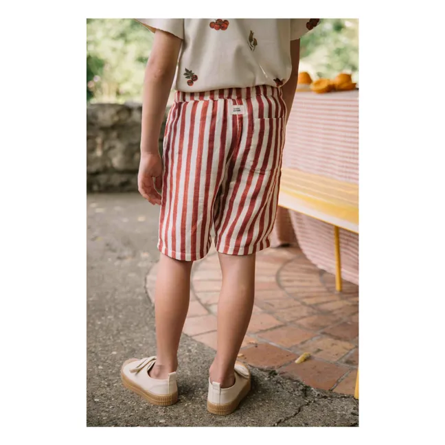 Bermuda a righe in cotone garzato | Rosso