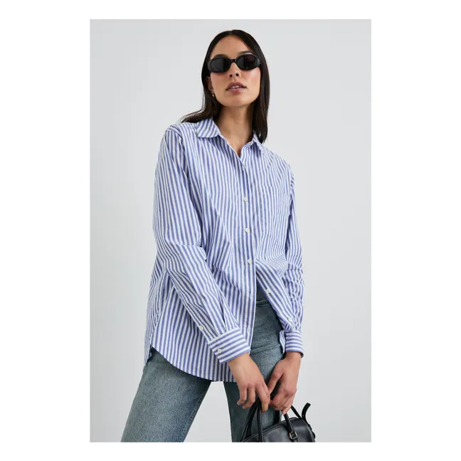 Camisa Elsa de rayas finas | Azul
