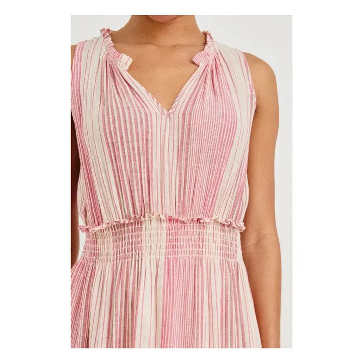 Robe Loulou Salerno Rayures | Rose poudré- Image produit n°5