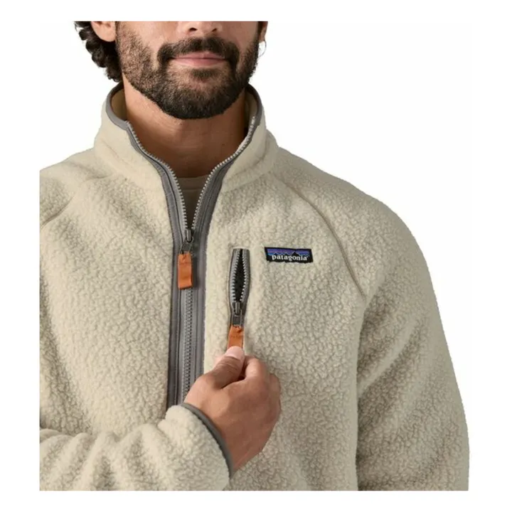 Forro polar Retro Pile de fibras recicladas con cremallera | Crudo- Imagen del producto n°6