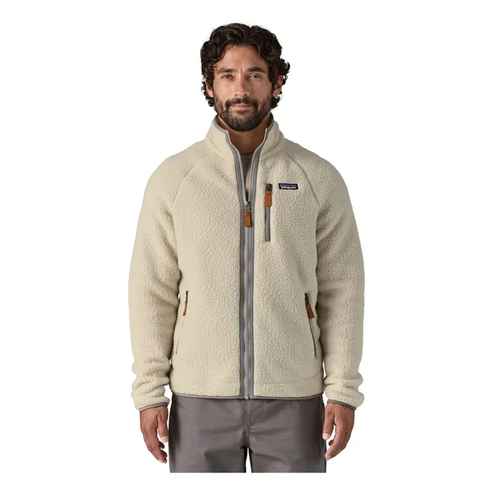 Forro polar Retro Pile de fibras recicladas con cremallera | Crudo- Imagen del producto n°2