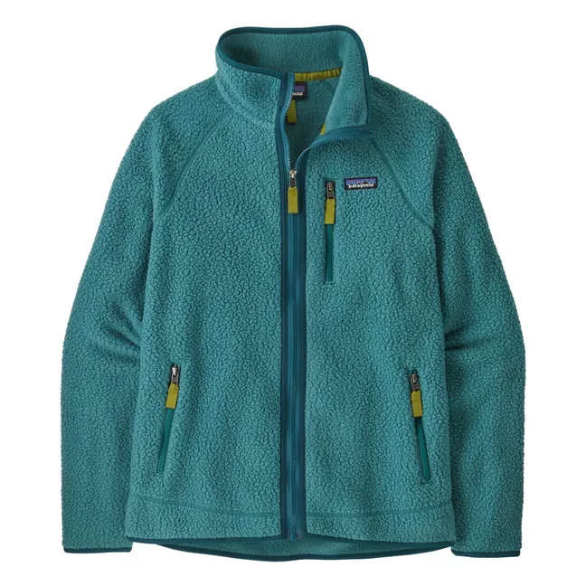 Forro polar Retro Pile de fibras recicladas con cremallera | Azul Pato