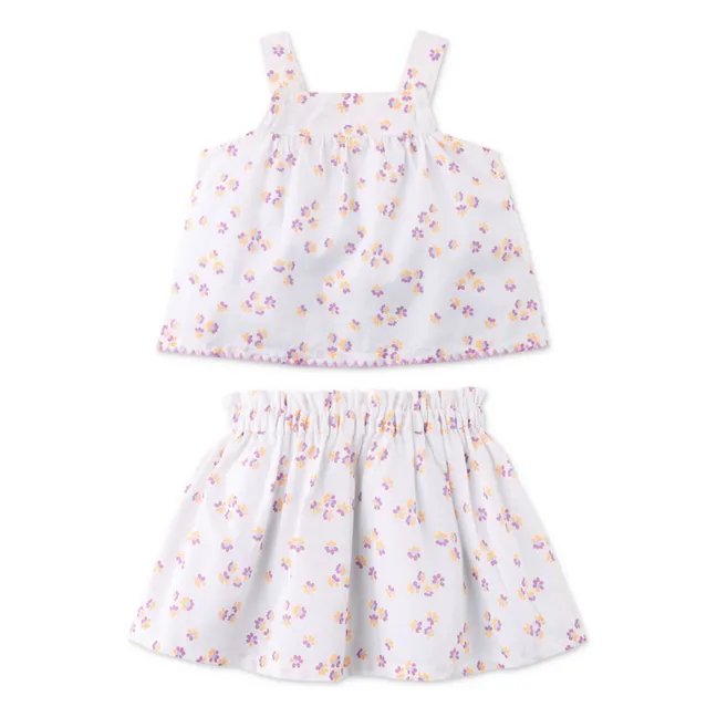 Ensemble Top et Jupe Odessa Fleurs | Blanc