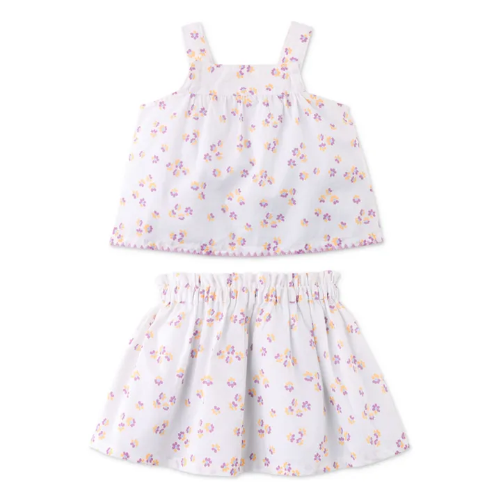 Ensemble Top et Jupe Odessa Fleurs | Blanc- Image produit n°3