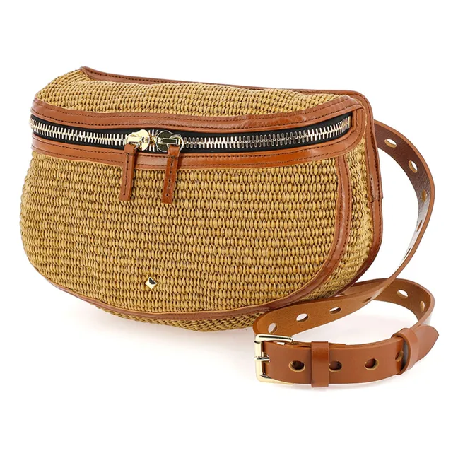Borsa Banane La Grande Lili Raphia | Cognac
