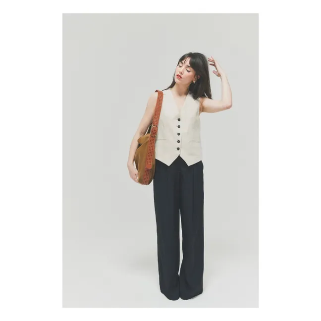 Sac Le Enzo Cran Velours | Tabac