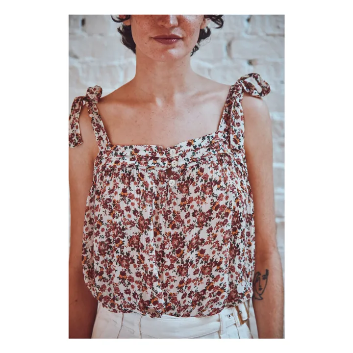 Silk and cotton Bou tank top | Dusty Pink- Product image n°1
