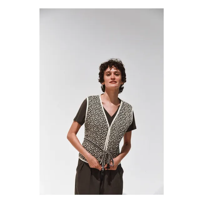 Bennet Leopard Sleeveless Vest | Black