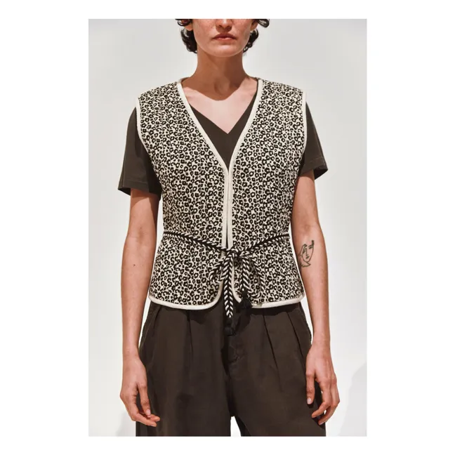 Bennet Leopard Sleeveless Vest | Black