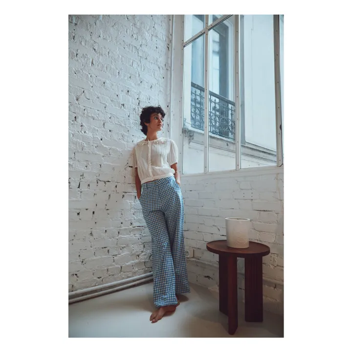 Brownie Vichy pants | Lagoon Blue- Product image n°1