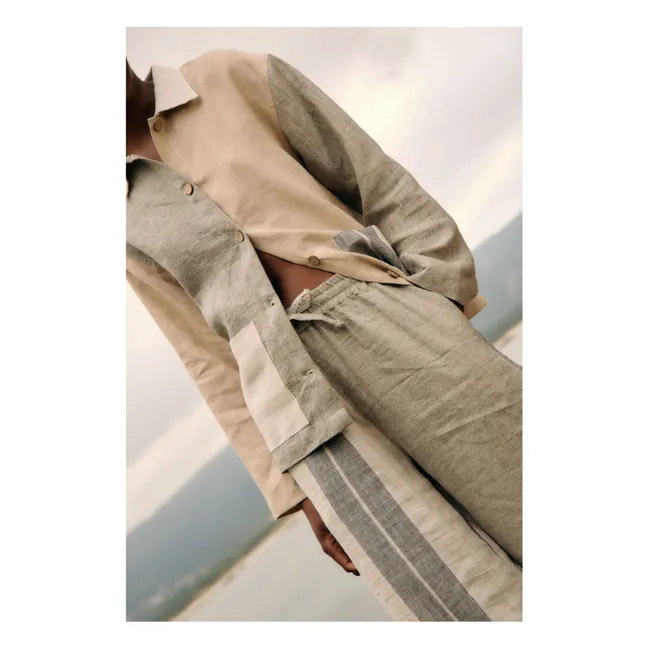 Hose Topanga Gestreift Leinen | Grau